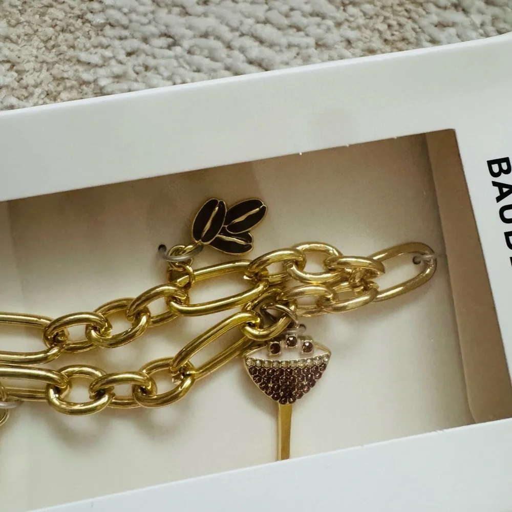 BaubleBar Gold Chain Phone Charm Wristlet Espresso Martini